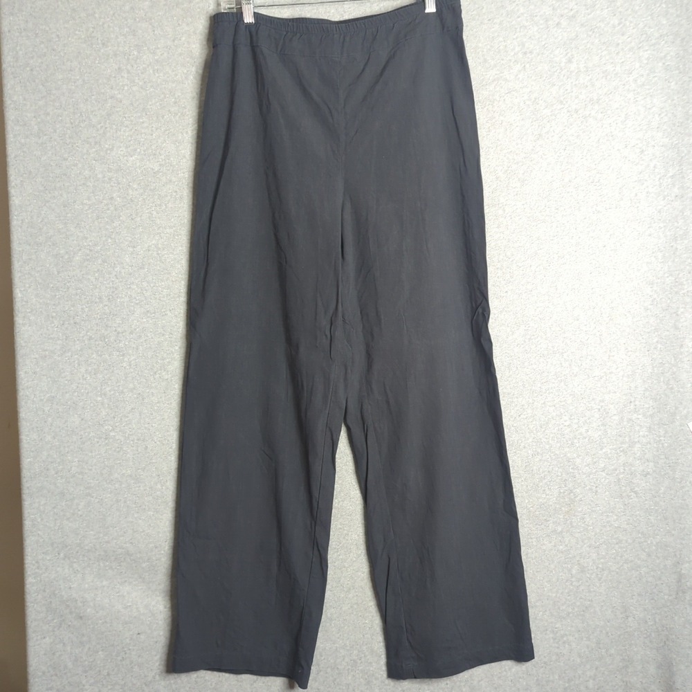 NIC+ZOE Women's Size 14 Gray Wide Leg Linen‎ Blend Casual Pants Trousers